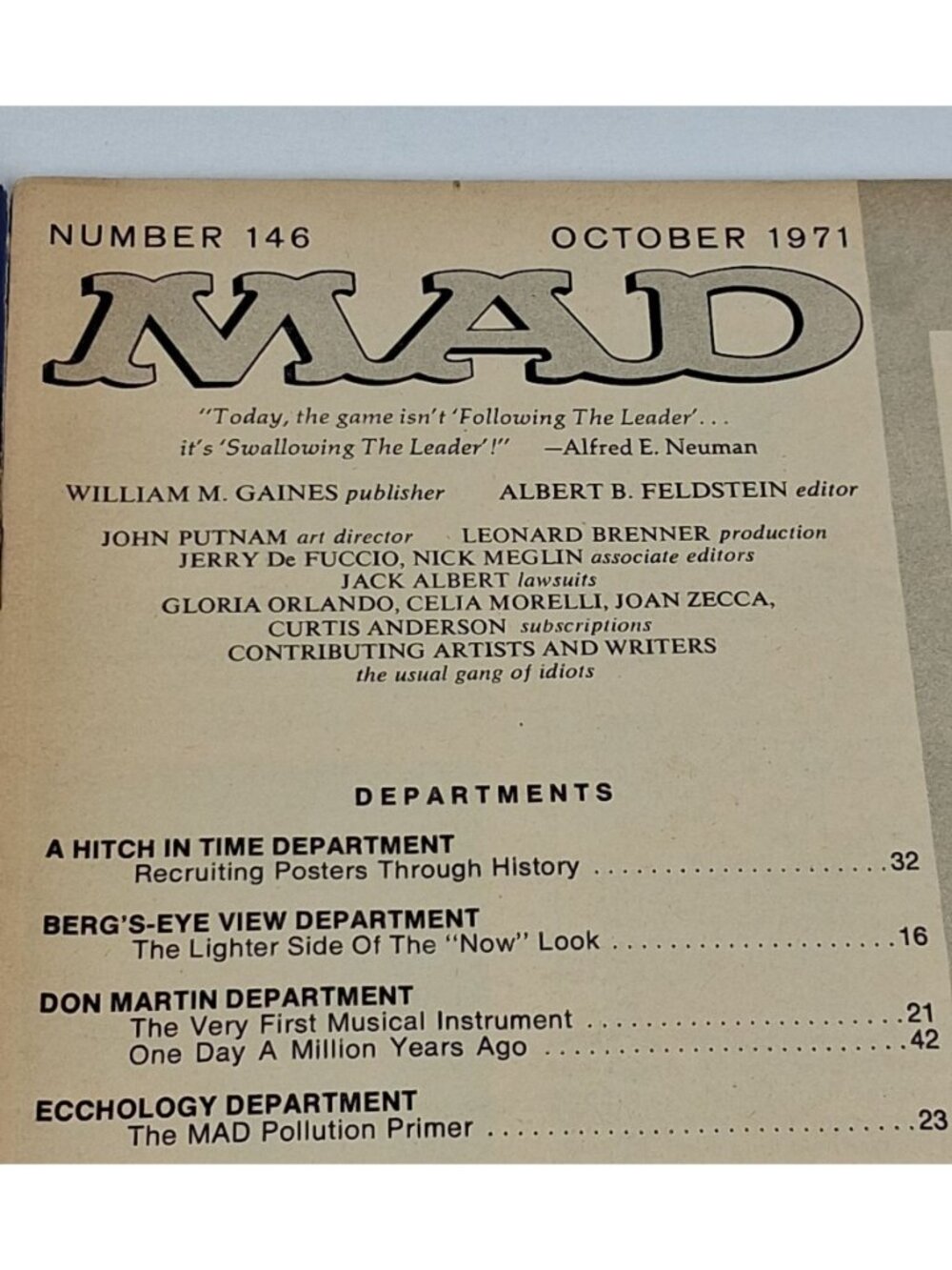 Mad Magazine Issue No. 146 Oct 1971 Special Polluted Issue Vintage Satirical Com - Picture 7 of 13